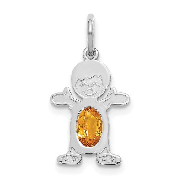 Kazi Luxury 14K White Gold Boy 6x4 Oval Genuine Citrine-November